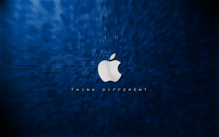 Blue apple logo dark background 2 - thin free wallpaper