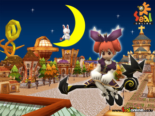 Cartoon character flying town rabbit - a rabbit free wallpaper