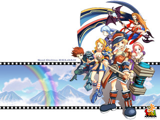 Anime characters rainbow mountains background - final fantasy free wallpaper
