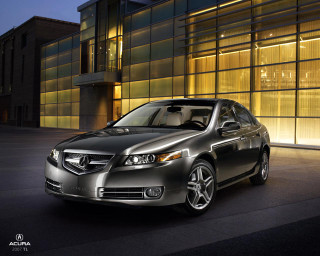 Silver acura parked building night - photorealism free wallpaper for desktop