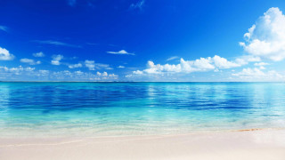 Beach blue sky clouds ocean 2 - a white sand beach free wallpaper