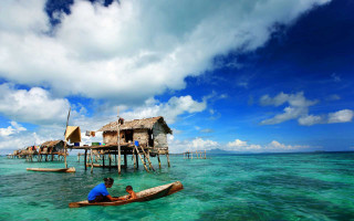 Man child boat house stilts - ding guanpeng free wallpaper for desktop