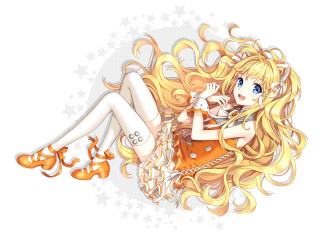 Cartoon girl blonde hair purse - her lap free wallpaper for desktop