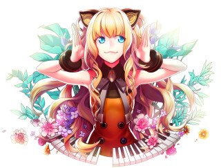 Woman blonde hair cat ears - a piano free wallpaper
