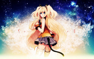 Girl blonde hair cat tail - star and a star free wallpaper