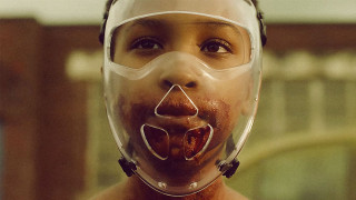 Young boy plastic mask nosepiece - a piece of meat free wallpaper