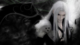 White hair black outfit white - white wing free wallpaper