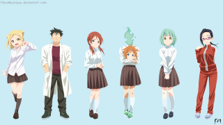 Anime characters group blue background 19 - a group of anime characters free wallpaper for desktop