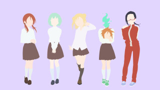 Women group purple background green - 2 d sprite free wallpaper