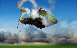 Castle floating clouds smoke sky - a castle free wallpaper for desktop