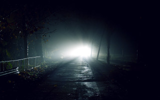 Dark road light night foggy - dark atmosphere free wallpaper