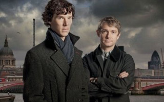 Two men city skyline bridge - cloudy free wallpaper