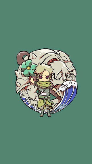 Cartoon character green background wave 2 - in the background free wallpaper for mobile