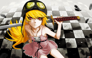 Girl sword helmet checkered birds - a sword and a helmet free wallpaper