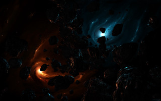 Black blue background rocks light - a black hole in the middle free wallpaper