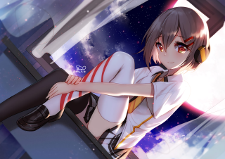 Girl gun sky stars clouds - galaxy free wallpaper for desktop