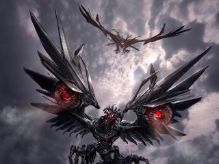 Demonic bird red eyes cloudy - demonic free wallpaper