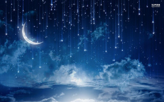 Night sky crescent moon clouds - arthur pan free wallpaper