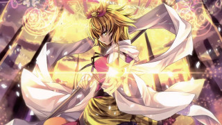 Woman white dress sword yellow - shining free wallpaper