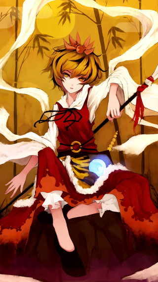 Woman red dress sword rock - fullbody free wallpaper