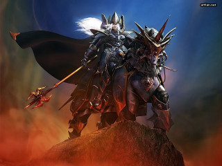 Knights hill swords armor couple - top of a hill free wallpaper
