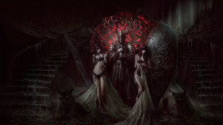 Women throne demon group standing - bastien l. deharme free wallpaper for desktop