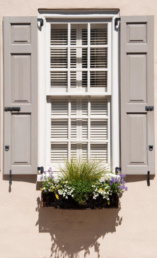 Window shutters flower box flowers - front of it free wallpaper for mobile