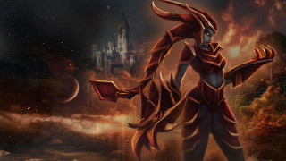 Demon castle fire sky painting - a painting of a demon free wallpaper for desktop