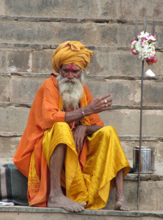 Man beard sitting steps flower - a flower free wallpaper for mobile