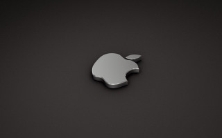 Silver apple logo black background - a shadow free wallpaper