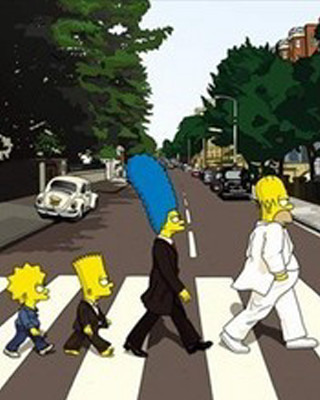 Simpsons crossing street cartoon people - free gaming wallpaper for mobile