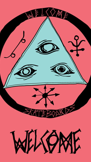 Pink background triangle eye welcome - occult free wallpaper