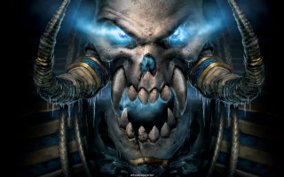 Demonic face blue eyes horns - a demon like face free wallpaper
