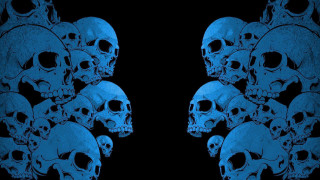 Skulls blue black background image - altermodern free wallpaper for desktop