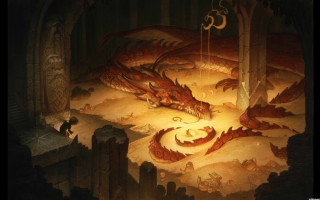 Dragon cave man woman sitting - andreas rocha free wallpaper for desktop