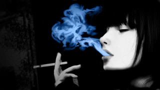 Woman smoking cigarette blue smoke - a woman smoking free wallpaper