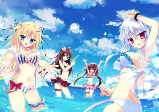 Women bathing suits water sky 2 - official free wallpaper