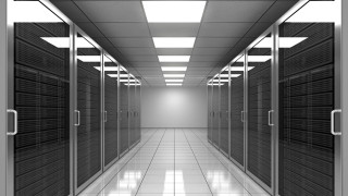 Long hallway servers light end - dynamic lighting free wallpaper