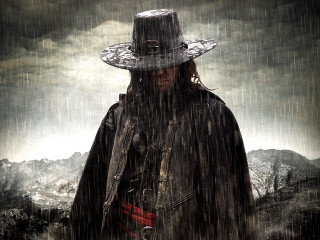 Man hat coat rain gun - his hand and a gun free wallpaper