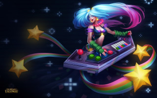 Cartoon girl musical instrument star - a star background free wallpaper