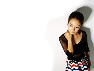 Woman black top colorful skirt 3 - her cheek free wallpaper