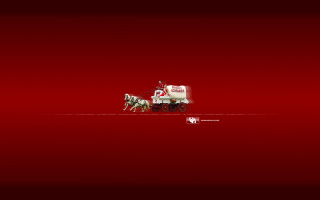 Red background horse drawn wagon - a horse free wallpaper for desktop