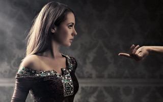 Woman dress pointing dark room - the dark room free wallpaper