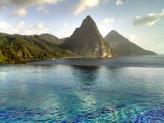 Mountain range reflection blue sky - a blue surface free wallpaper for desktop