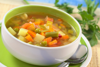Bowl of soup with carrots - postimpressionism free wallpaper