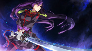 Long hair woman sword starry - long hair holding free wallpaper