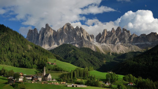 Mountain church foreground scenery peaceful - coppo di marcovaldo free wallpaper