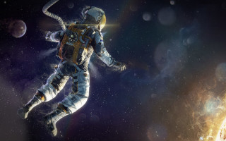Man space suit floating planet - space next free wallpaper