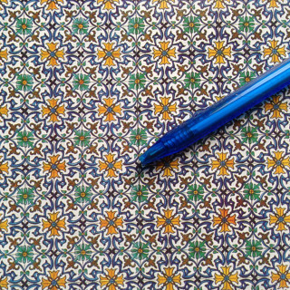 Blue pen flower mosaic pattern - cloisonnism free wallpaper for tablet