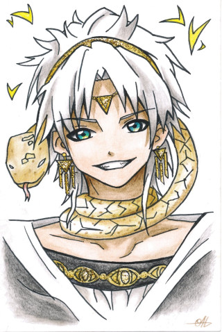 Woman white hair snake neck - a drawing of a woman free wallpaper